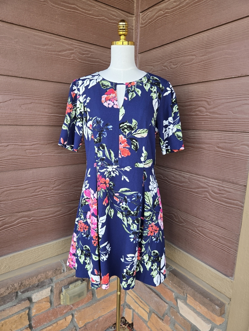 NWT JH by Jessica Howard Blue Floral Fit & Flare Women's Mini Dress Size 14